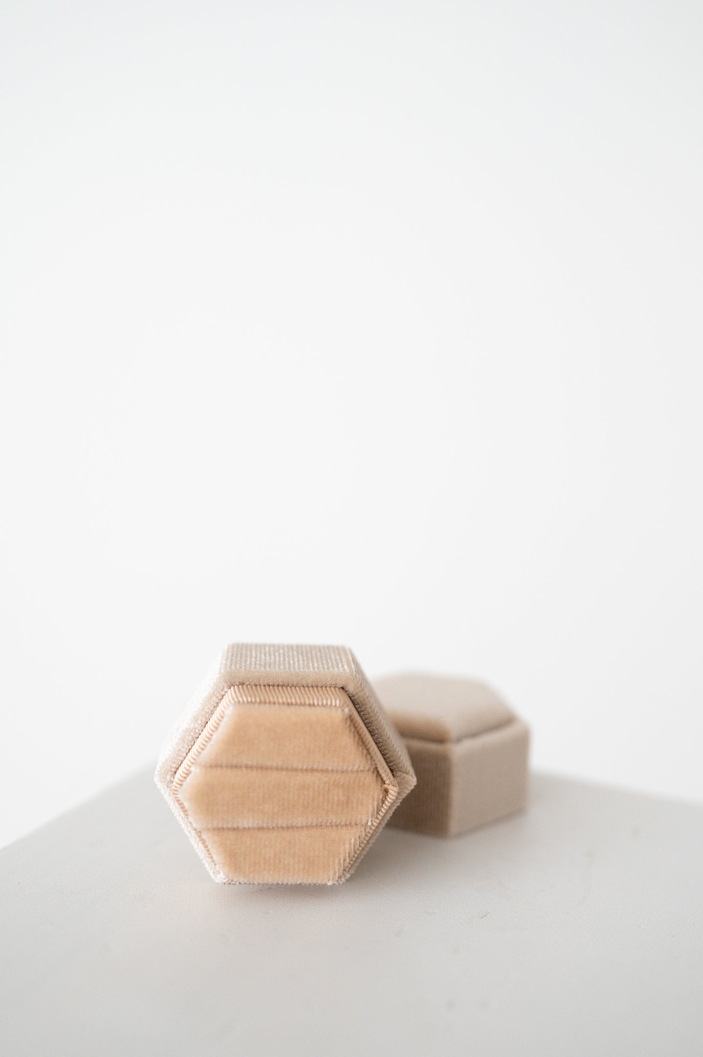 Beige Velvet Ring Box